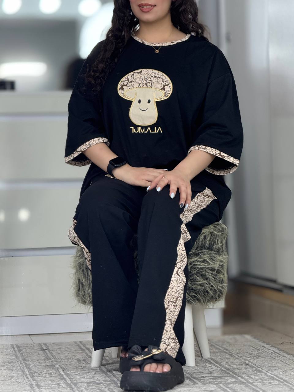 ست بگی مشکی نواردار قارچ کد 6202