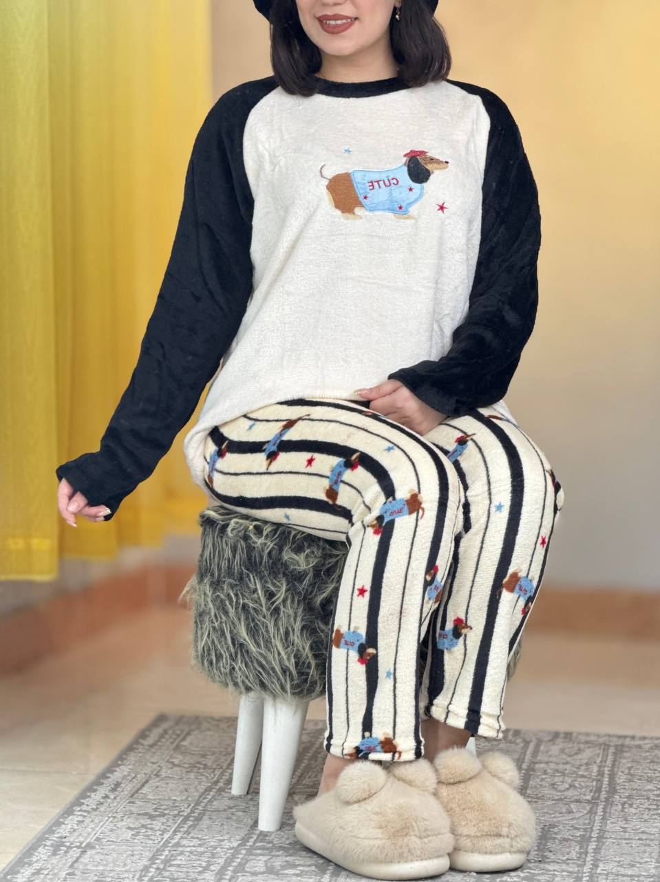 ست تدی سگ شلوار راه راه کد 29480