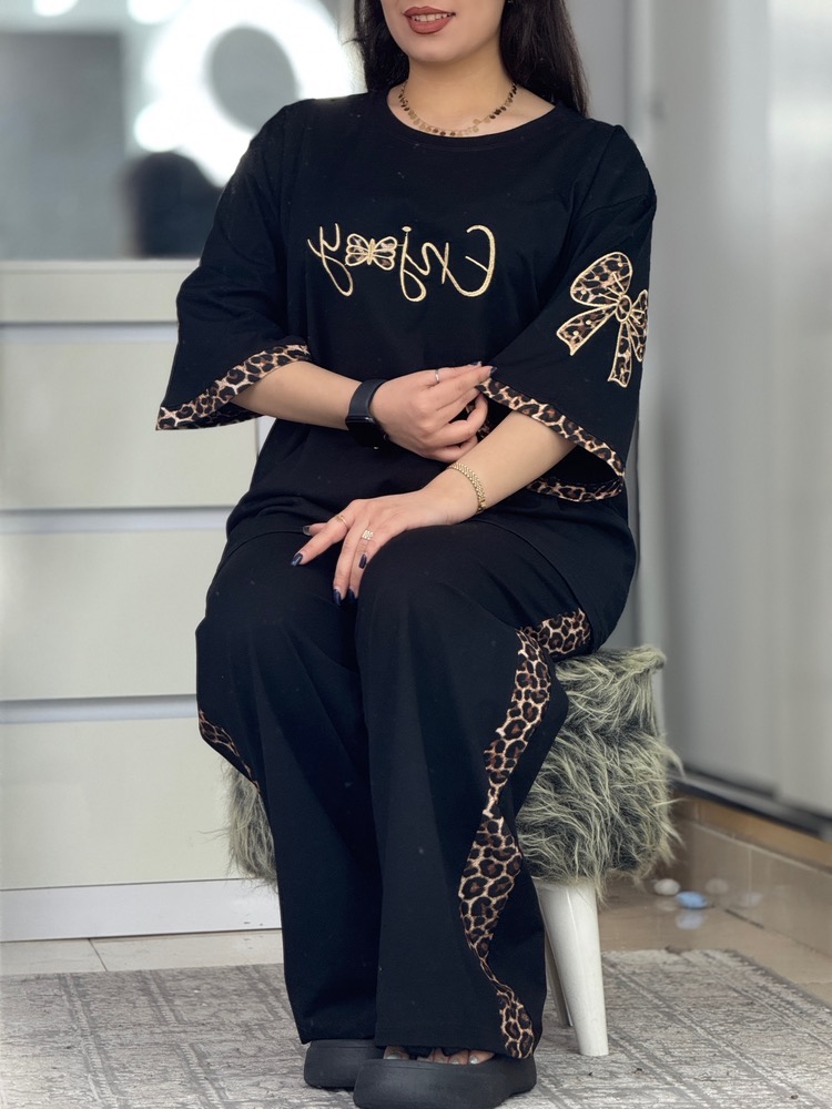 ست مشکی نوار پلنگی کد 33513
