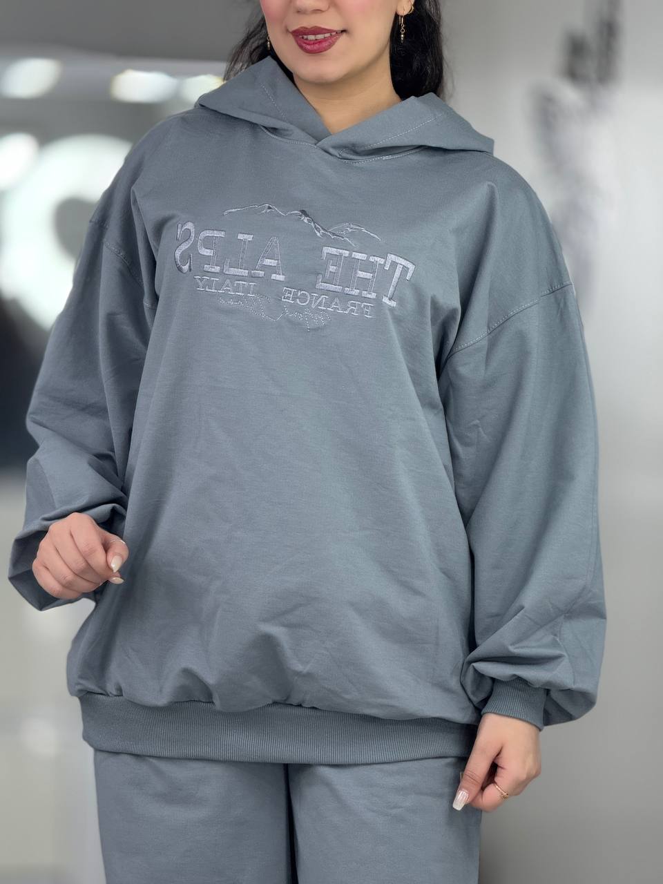 ست هودی شلوار تک رنگ خاکستری کد 6515