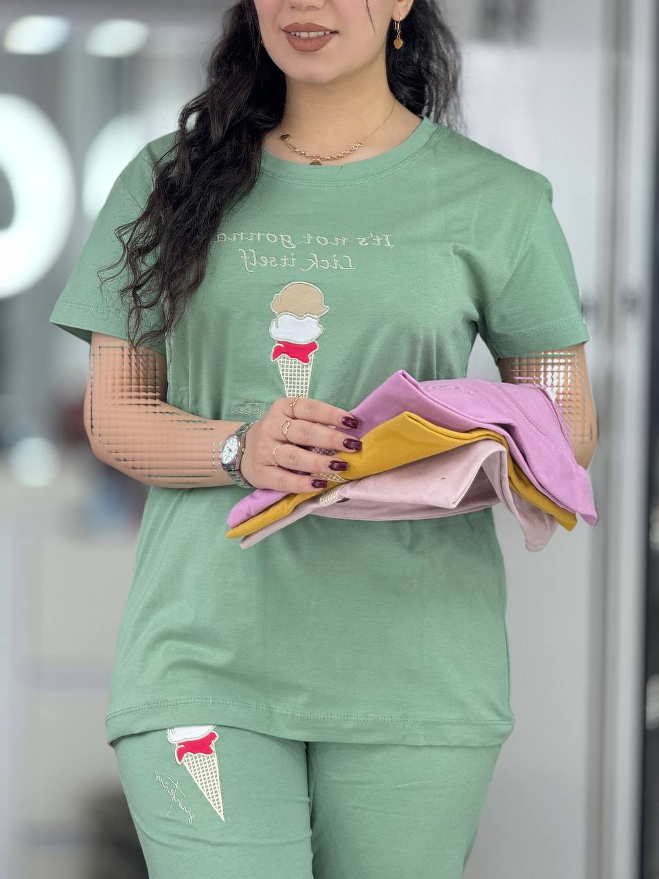 ست تیشرت شلوار بستنی کد 6411