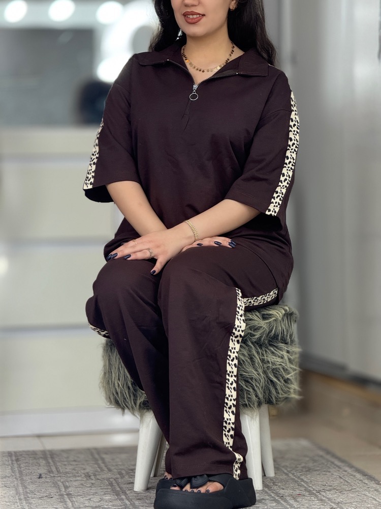 ست نیم زیپ نوار پلنگی کد 33512