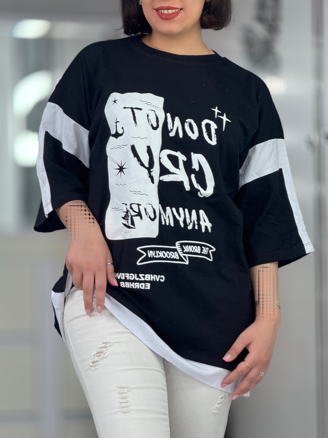 تیشرت لانگ مشکی کد 42530