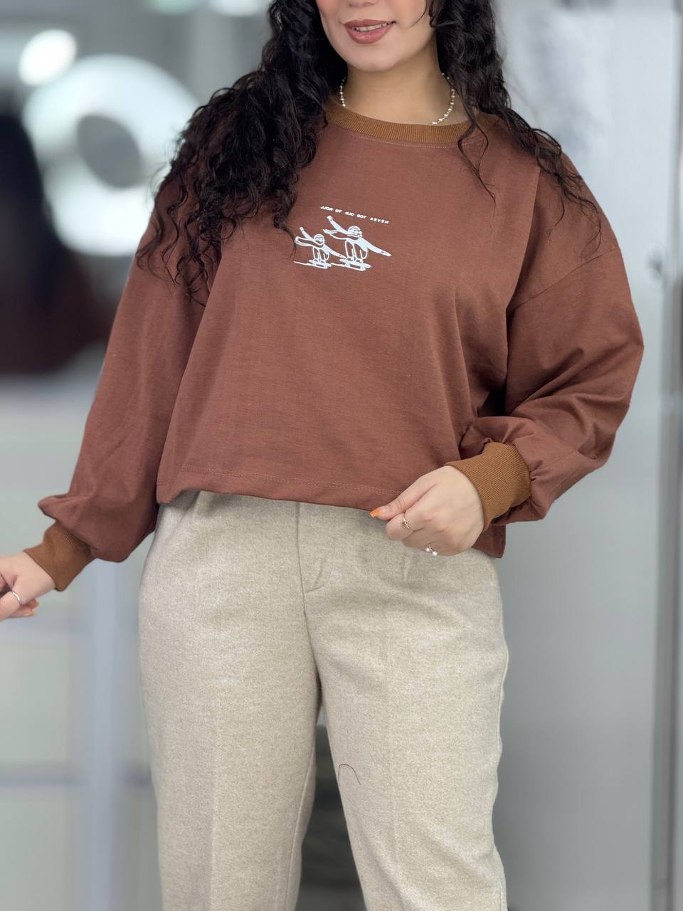 تیشرت،دورس،کراپ،بلوز استین بلند - کراپ دورس تک طرح اسکی کد 6290 کراپ دورس تک طرح اسکی کد 6290-1