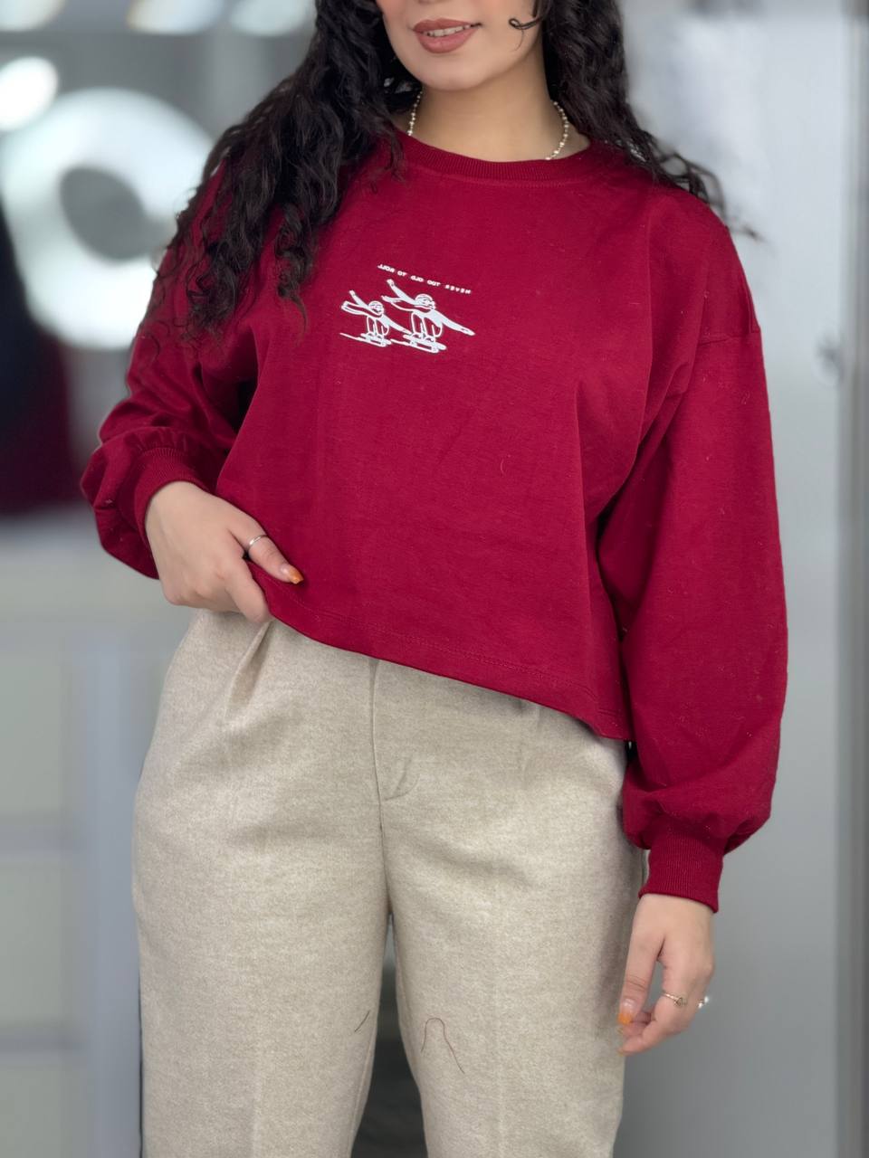 تیشرت،دورس،کراپ،بلوز استین بلند - کراپ دورس تک طرح اسکی کد 6290 کراپ دورس تک طرح اسکی کد 6290-5