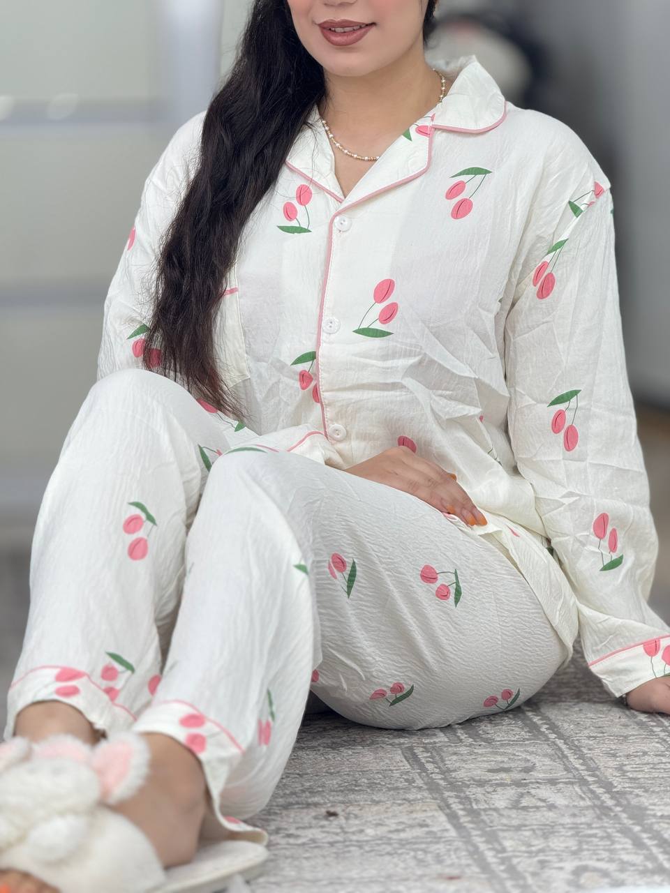 ست دکمه دار استین بلند لاله کد 6264