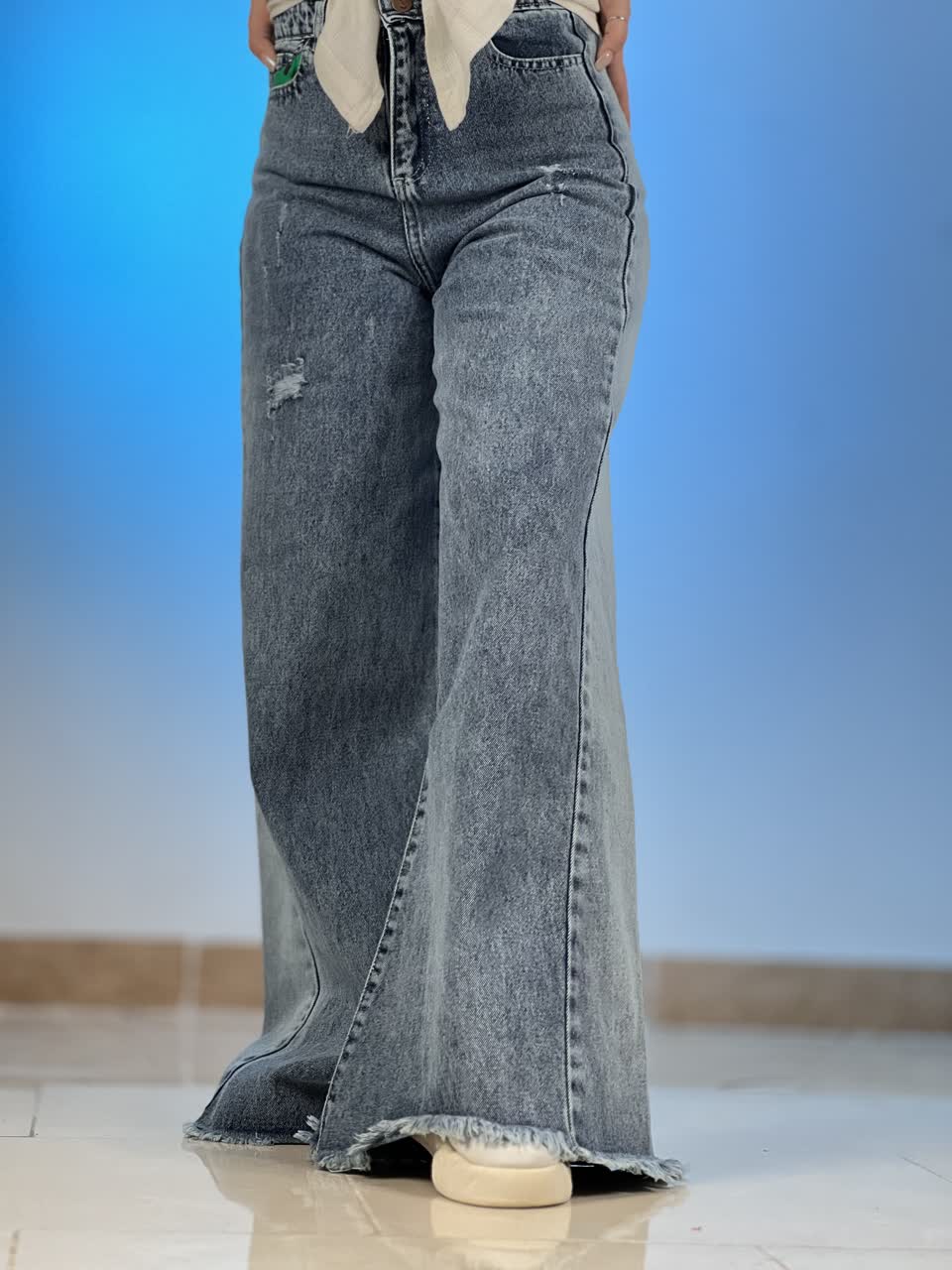 شلوار شافل بگ - شلوار جین شافل بگ ابی ۵۸۲۴ شلوار جین شافل بگ ابی ۵۸۲۴-7