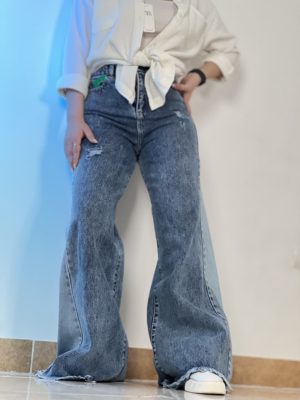 شلوار شافل بگ - شلوار جین شافل بگ ابی ۵۸۲۴ شلوار جین شافل بگ ابی ۵۸۲۴-6