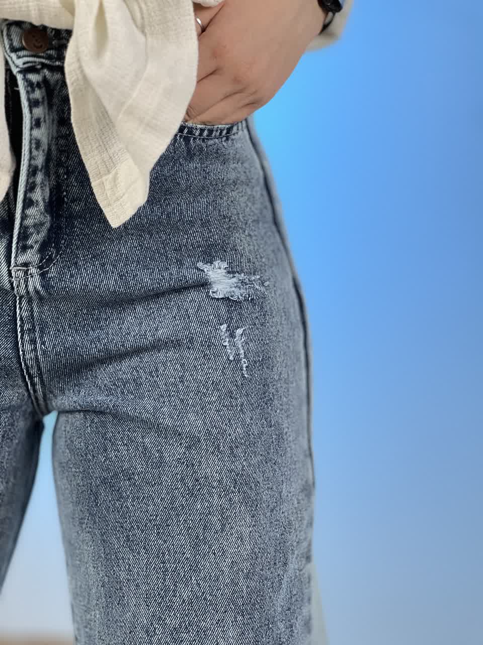 شلوار شافل بگ - شلوار جین شافل بگ ابی ۵۸۲۴ شلوار جین شافل بگ ابی ۵۸۲۴-4