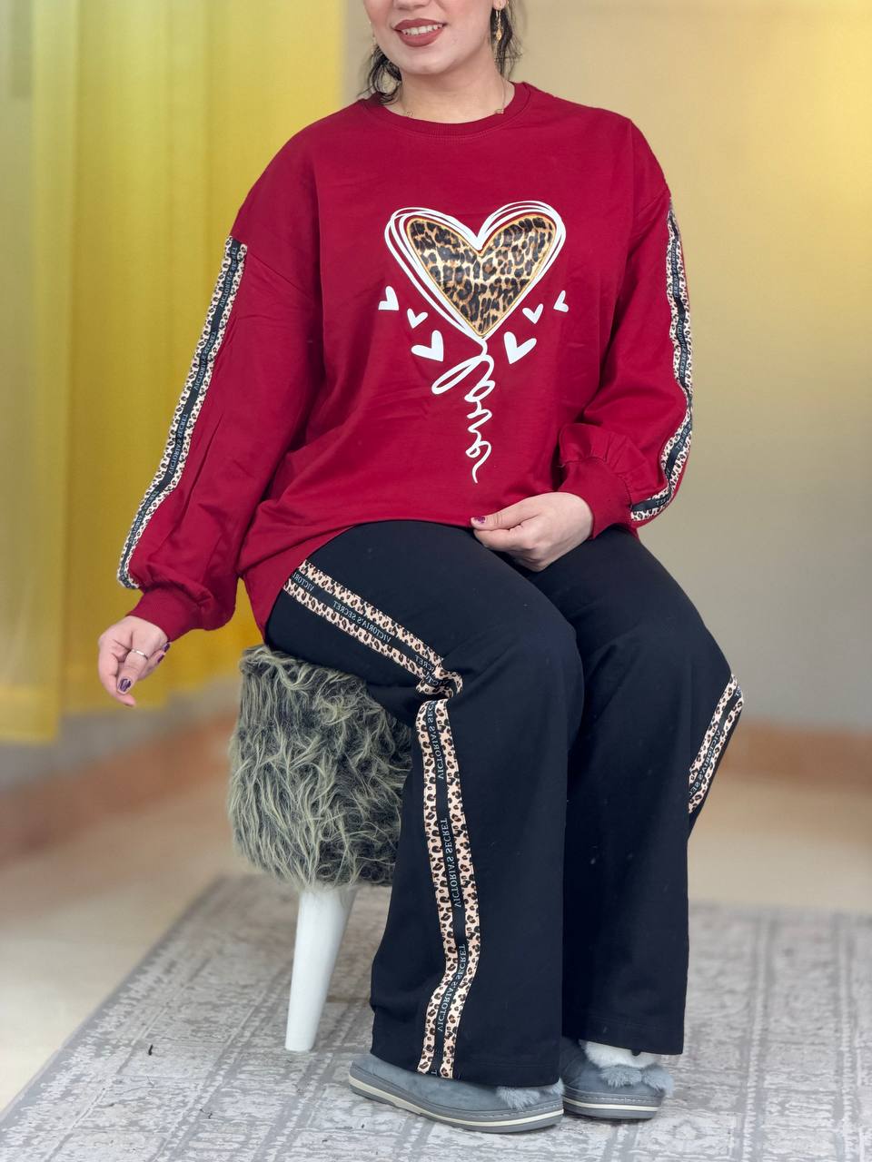ست دورس شلوار قلب پلنگی کد 29530