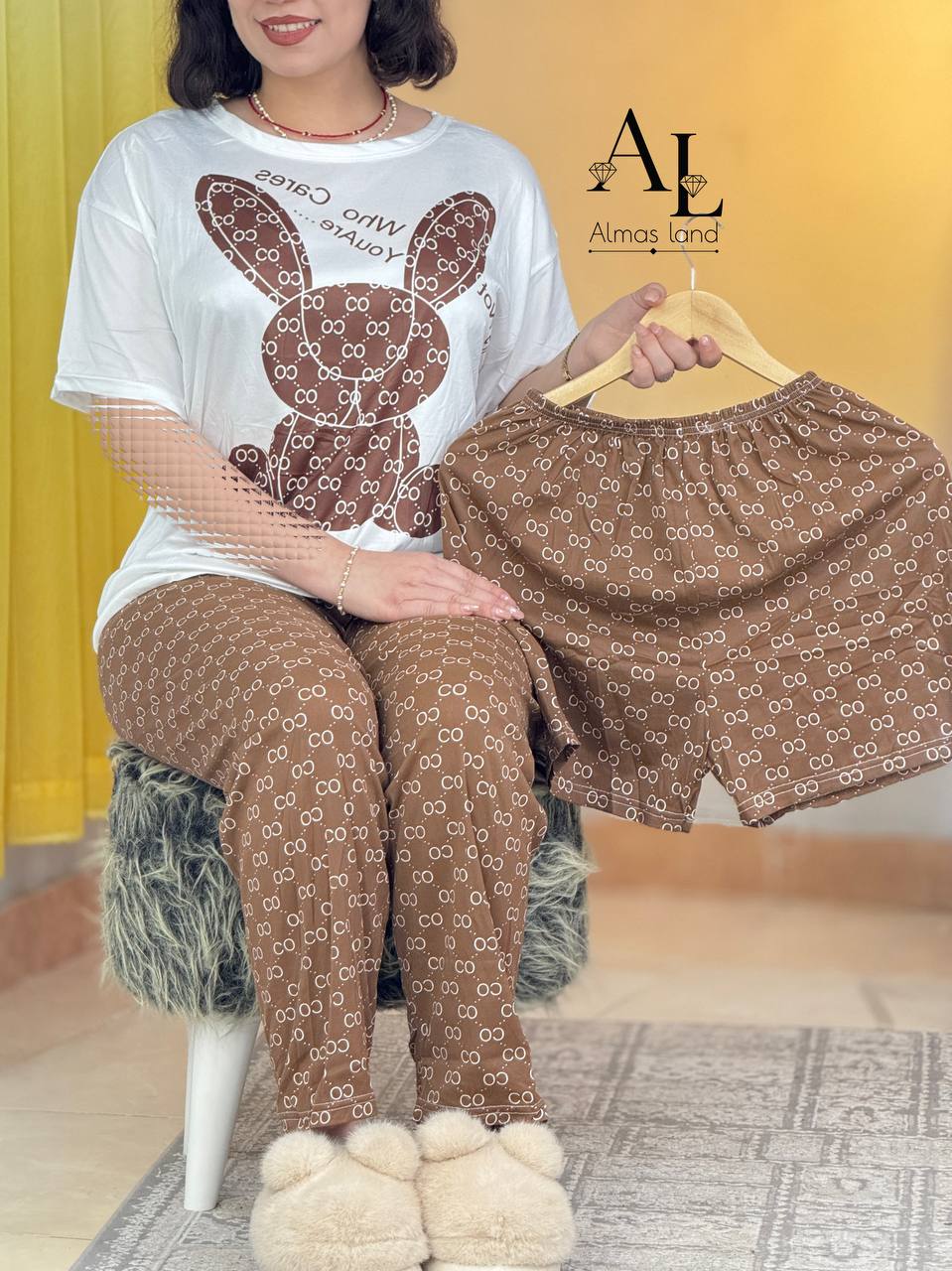ست سه تیکه گوچی قهوه ای کد 29390