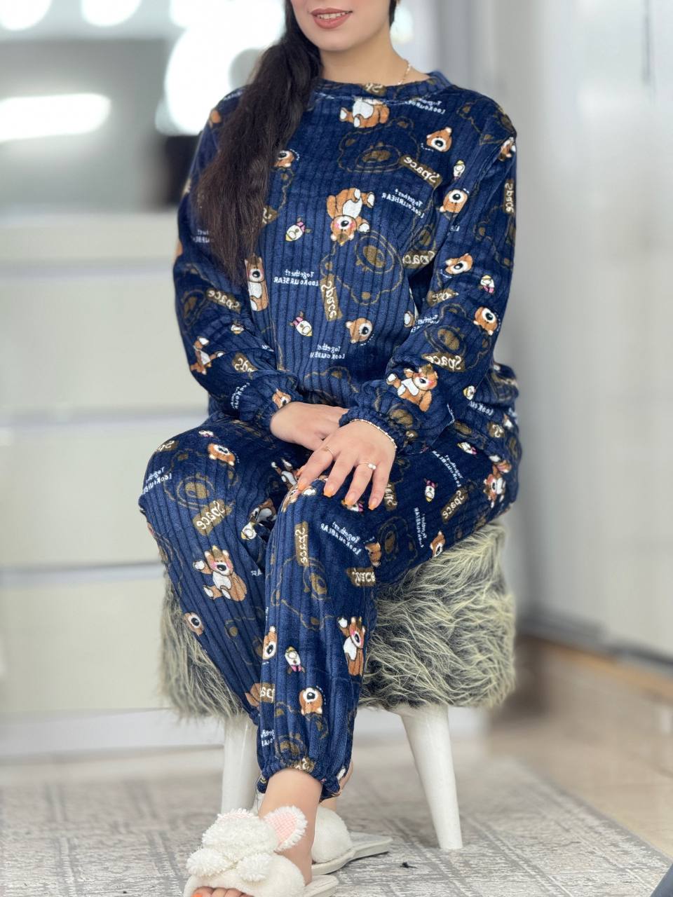 ست حوله ای میله ای خرس طرح شلوغ کد 6280