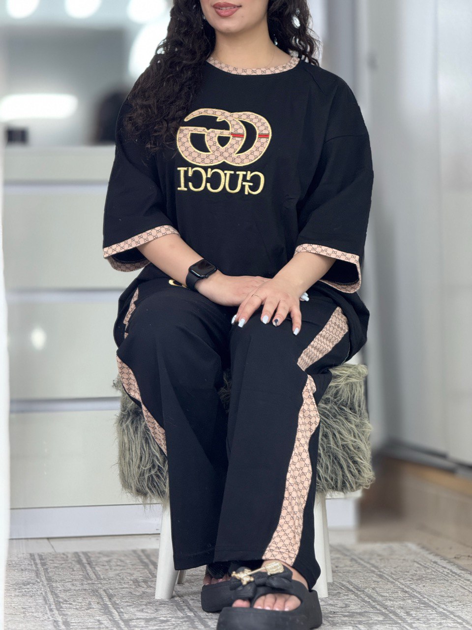 ست بگی جی جی مشکی نواردار کد 6392