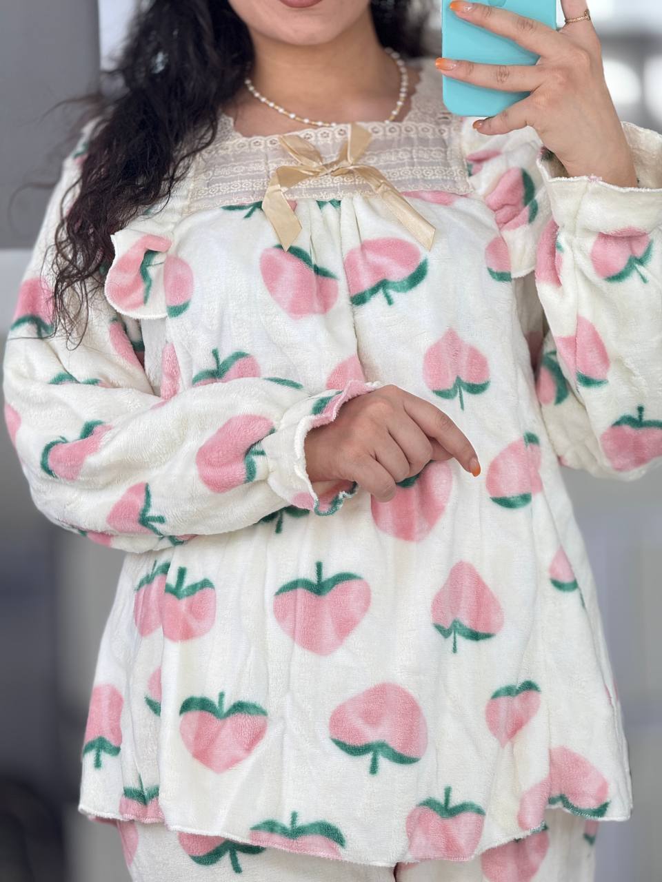 ست حوله ای یقه گیپوری هلو