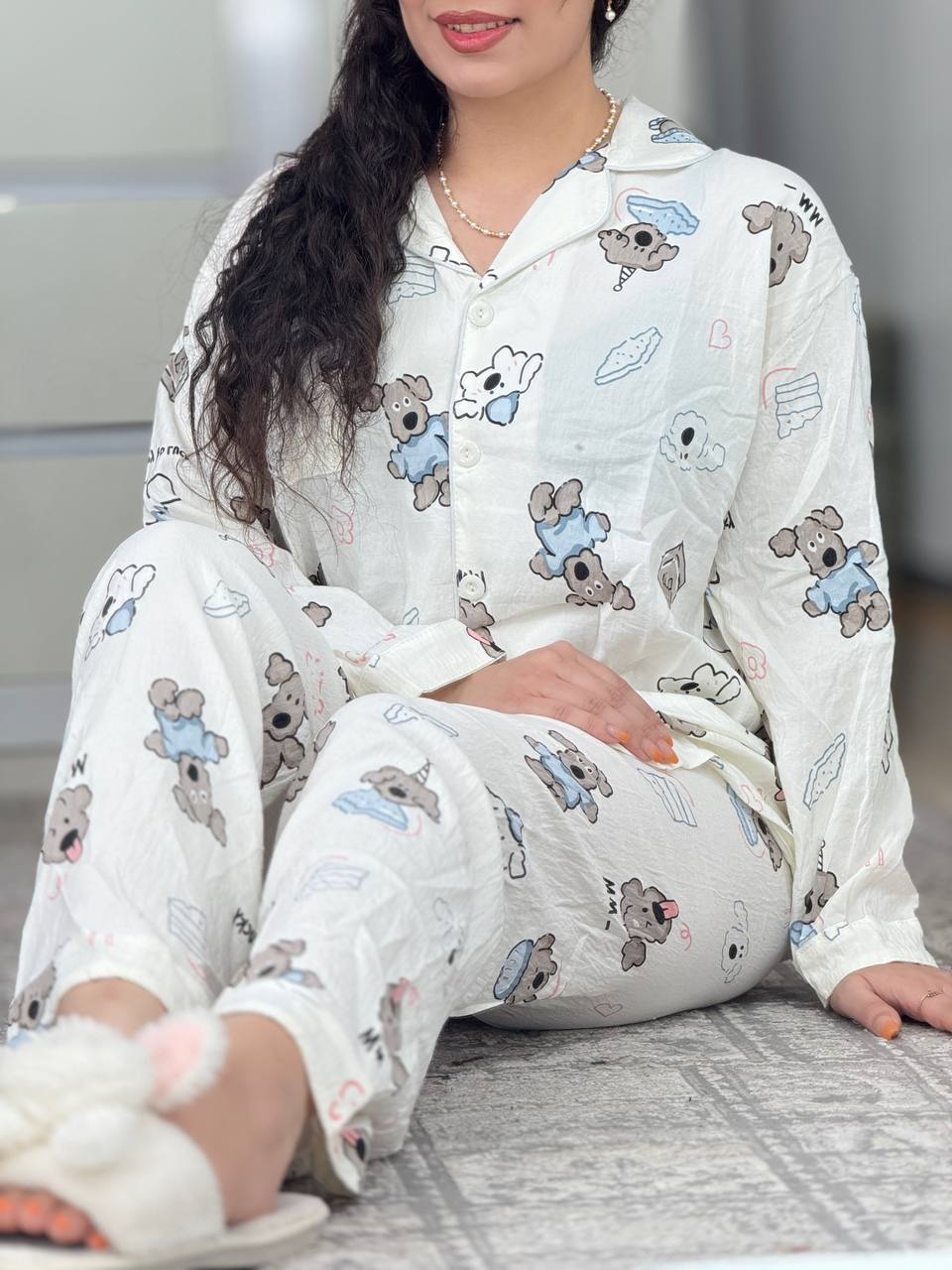 ست دکمه دار استین بلند کد 6271