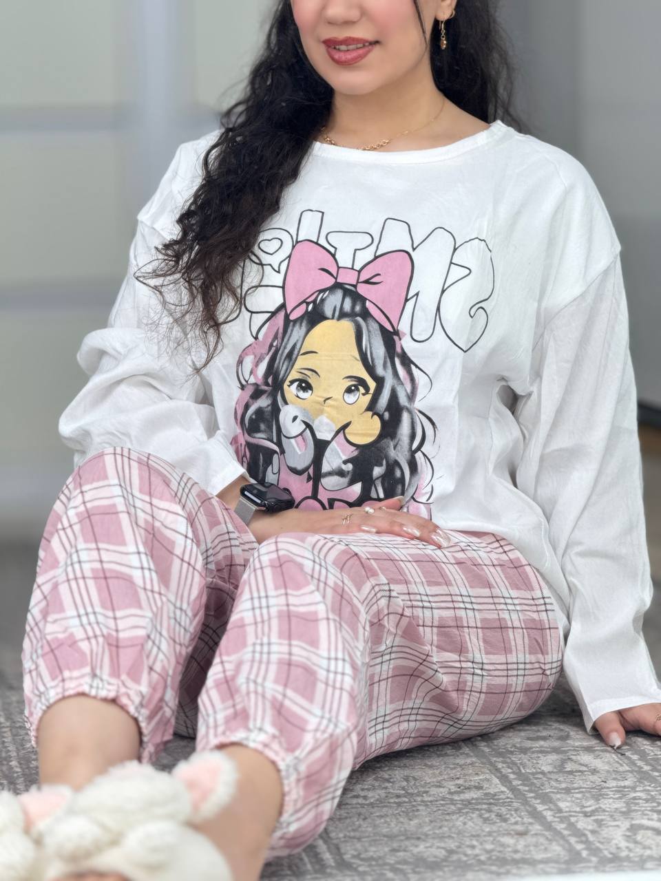 ست وارداتی شلوارچهارخونه کالباسی کد 6481