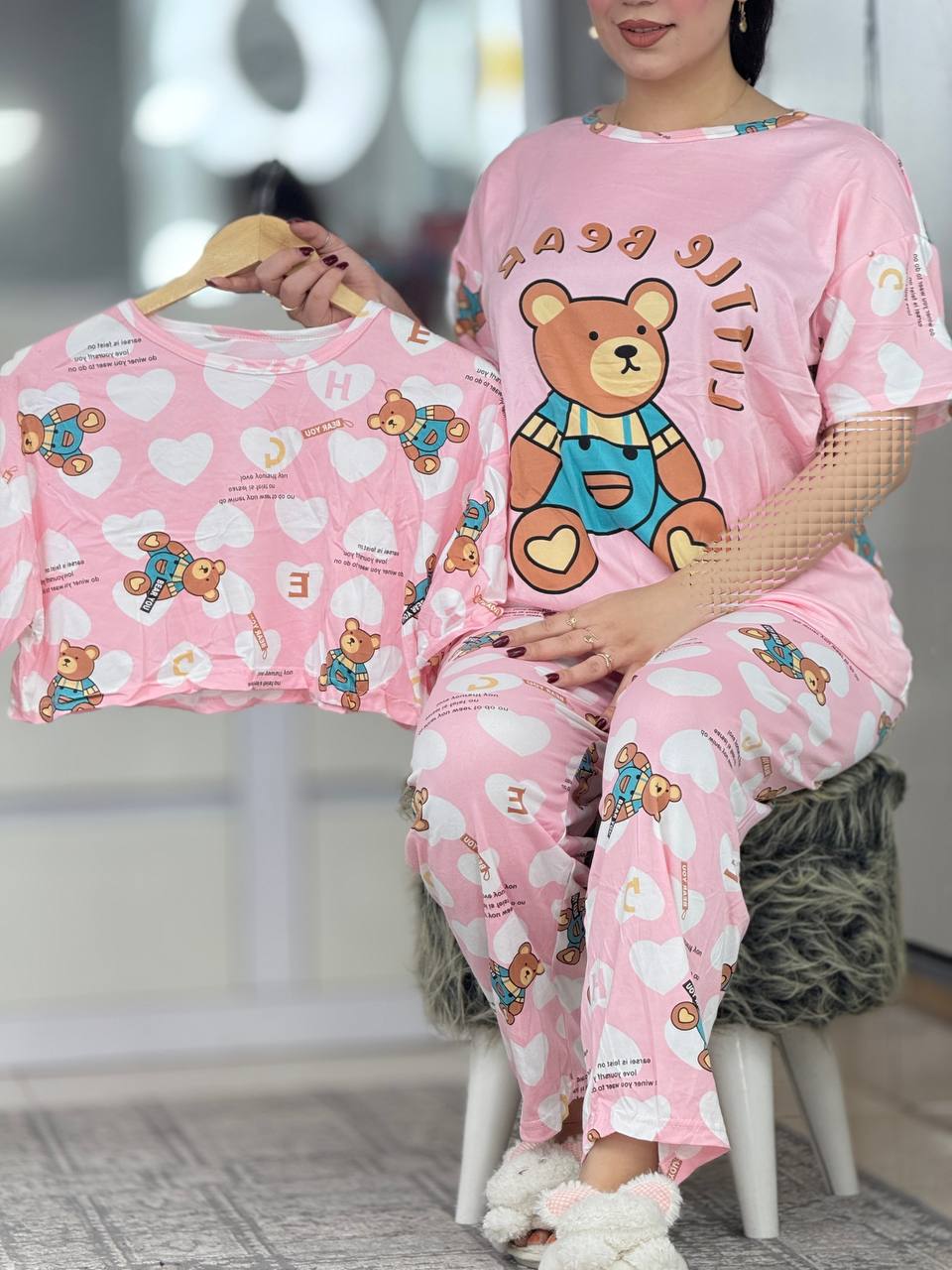 ست سه تیکه صودتی شلوار قلبی کد 6434