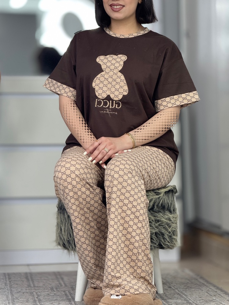 ست گوچی قهوه ای خرس بزرگ کد 42707