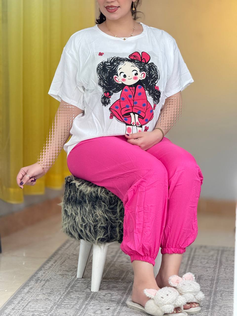 ست وارداتی دختر0شلوارسرخابی کد 29527