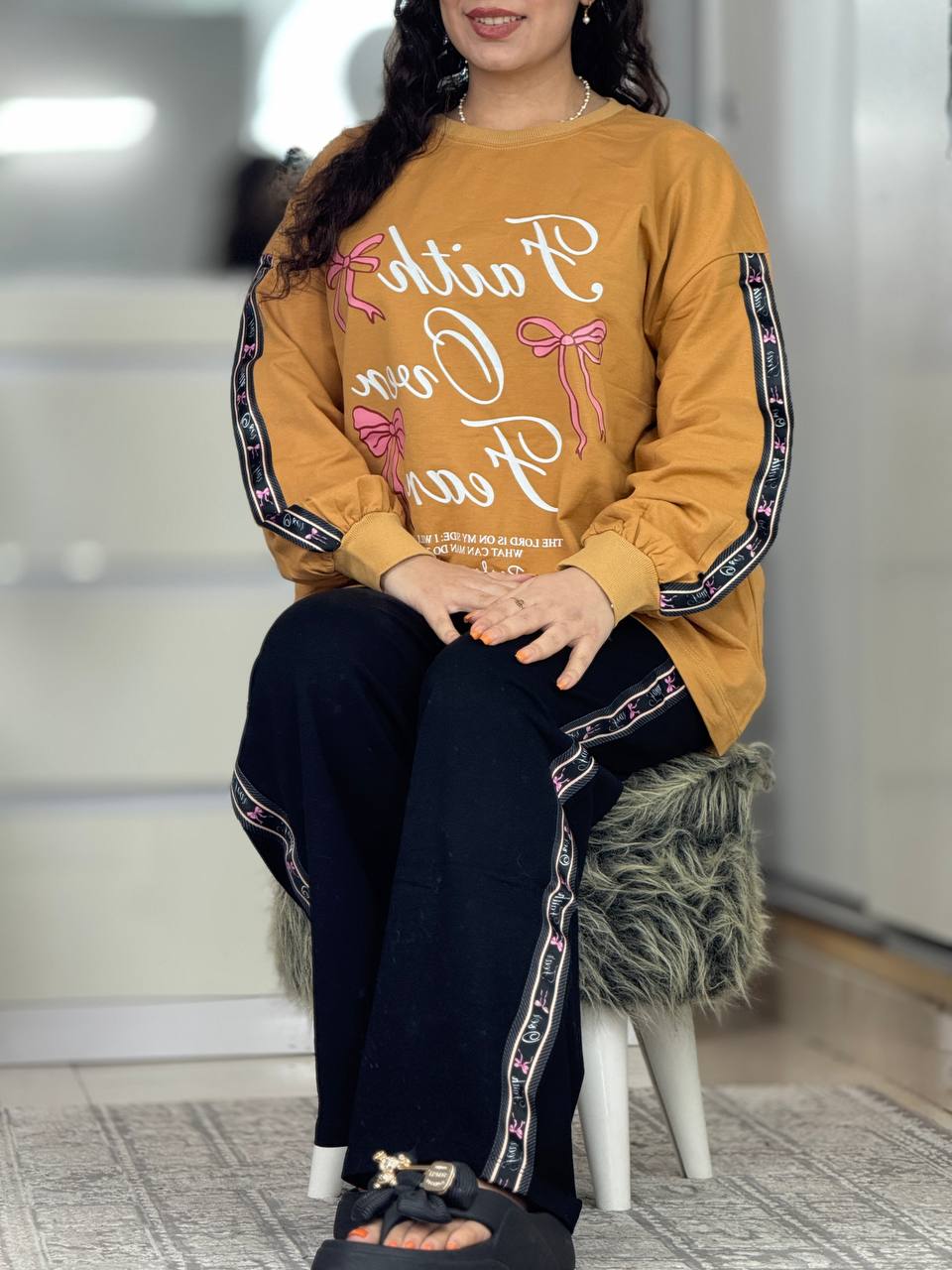 ست دورس شلوار نوار پاپیون کد 6316