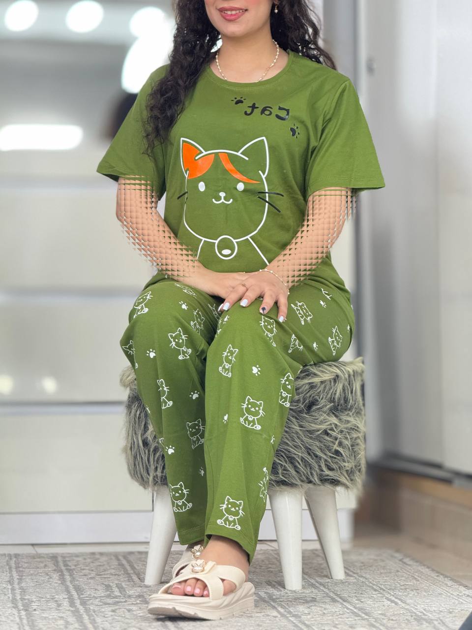 ست تیشرت شلوار گربه🐾 کد 6057