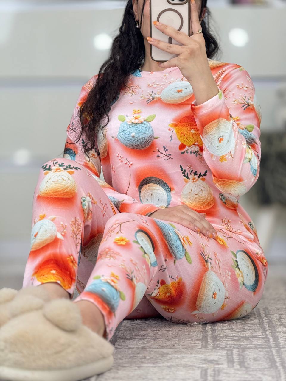 ست مخمل کلاف نخ گلبهی کد 6168