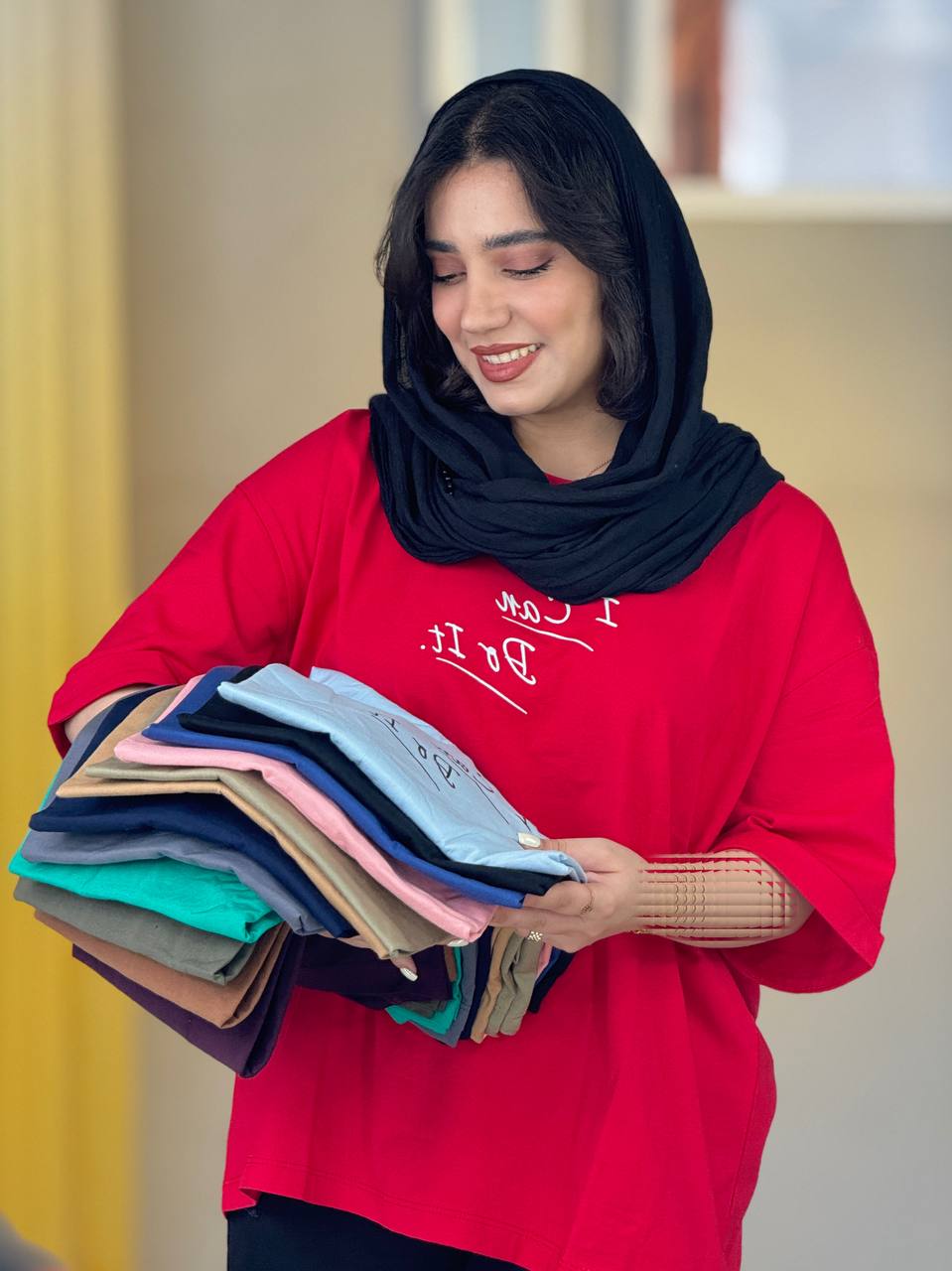 تیشرت باکسی طرح i can کد 42740