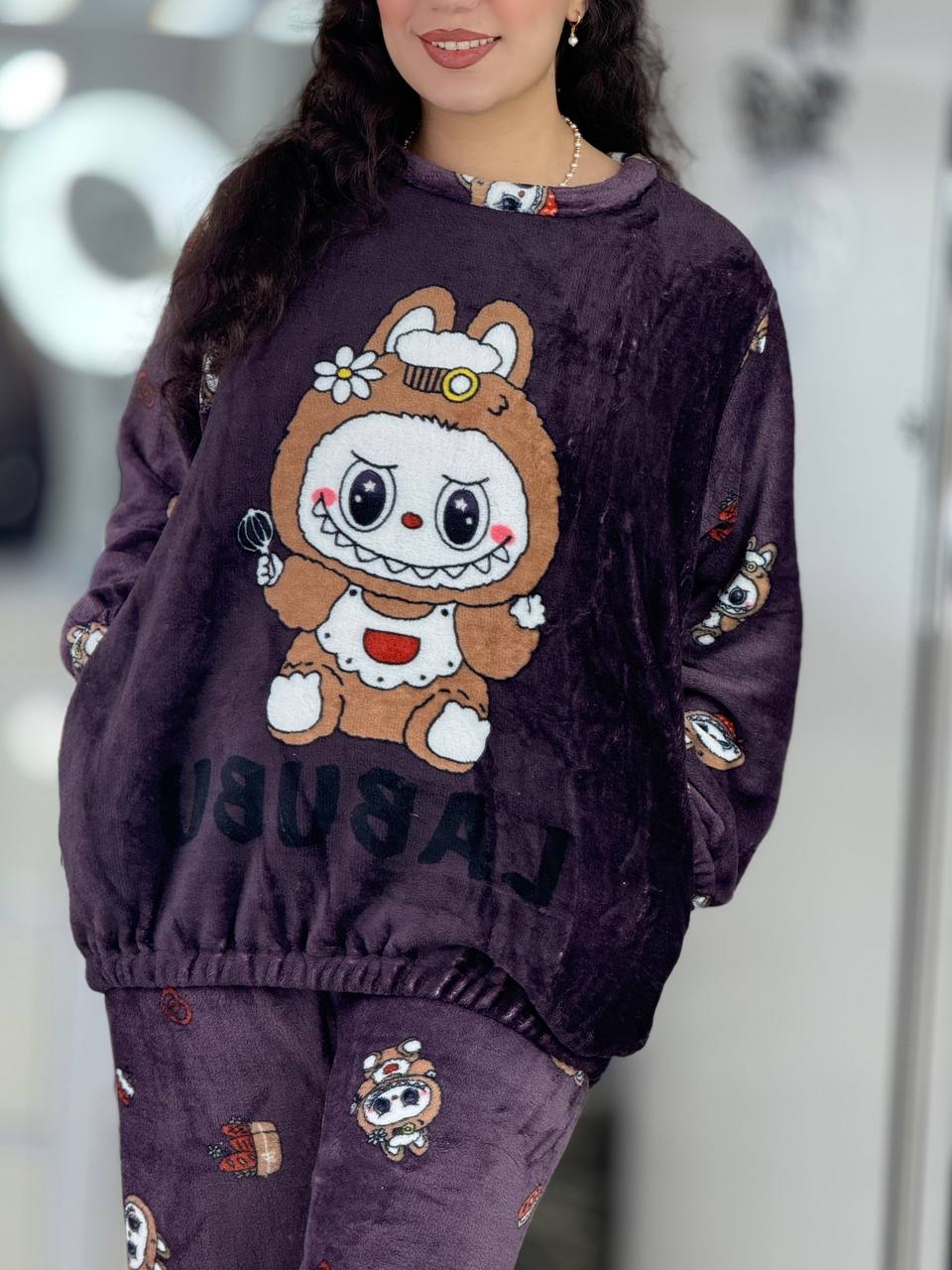 ست حوله ای لبوبو بادمجونی کد 6310