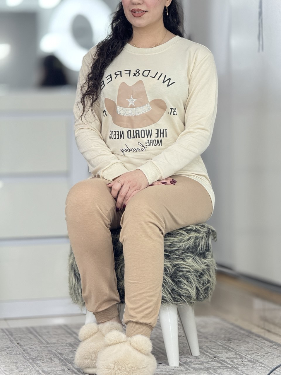 ست دورس شلوار کرم کد 6446