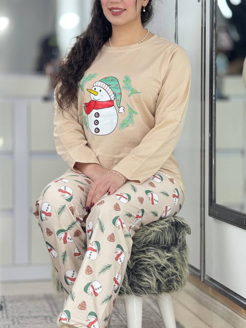 ست استین بلند کریسمسی کد 6410