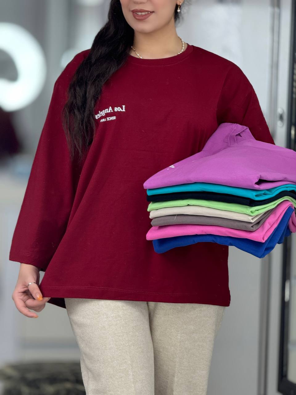 بلوز استین بلند طرح فونت کد 6288