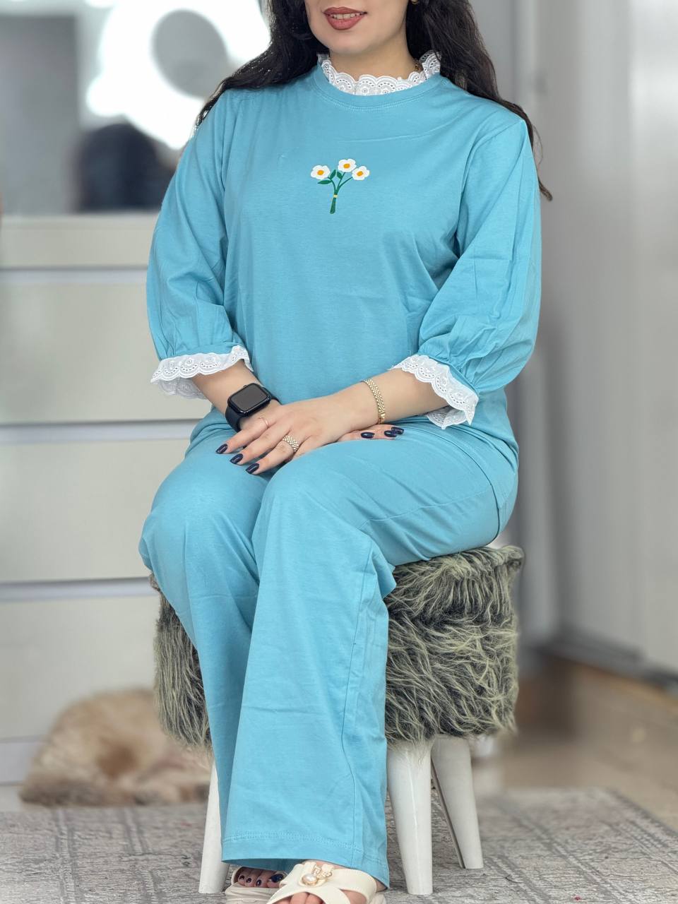 ست بهاری یقه گیپوری کد 33417