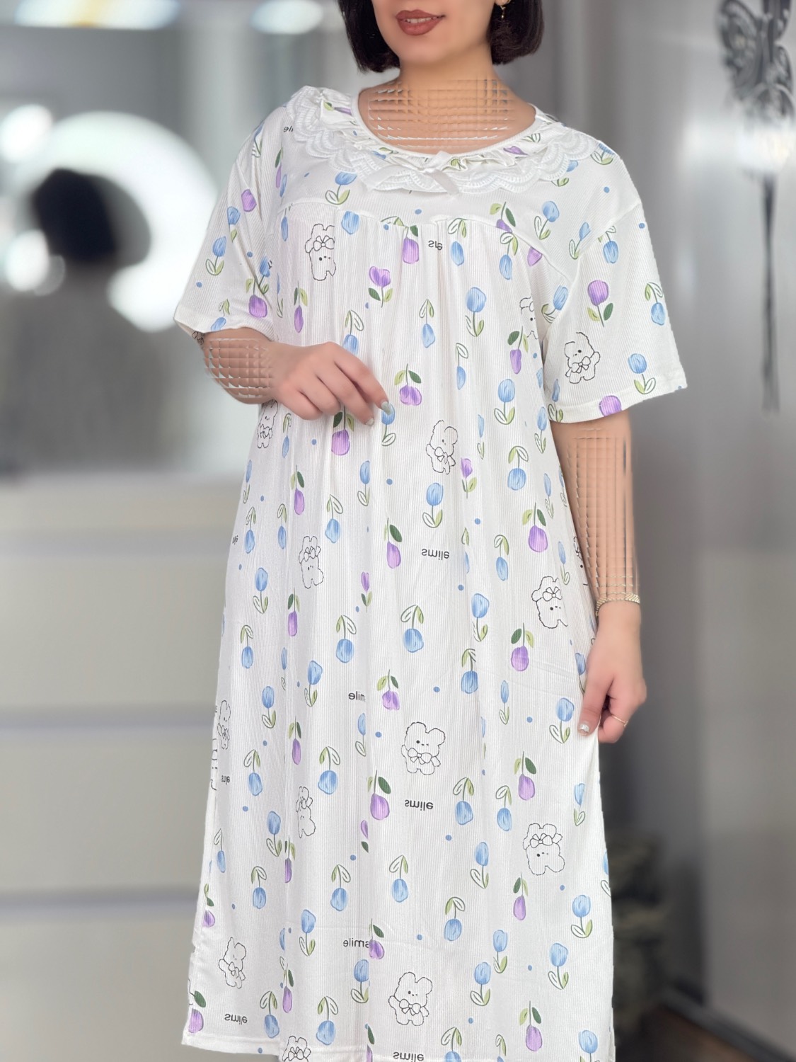 پیراهن وارداتی یقه گیپوری کد 42503