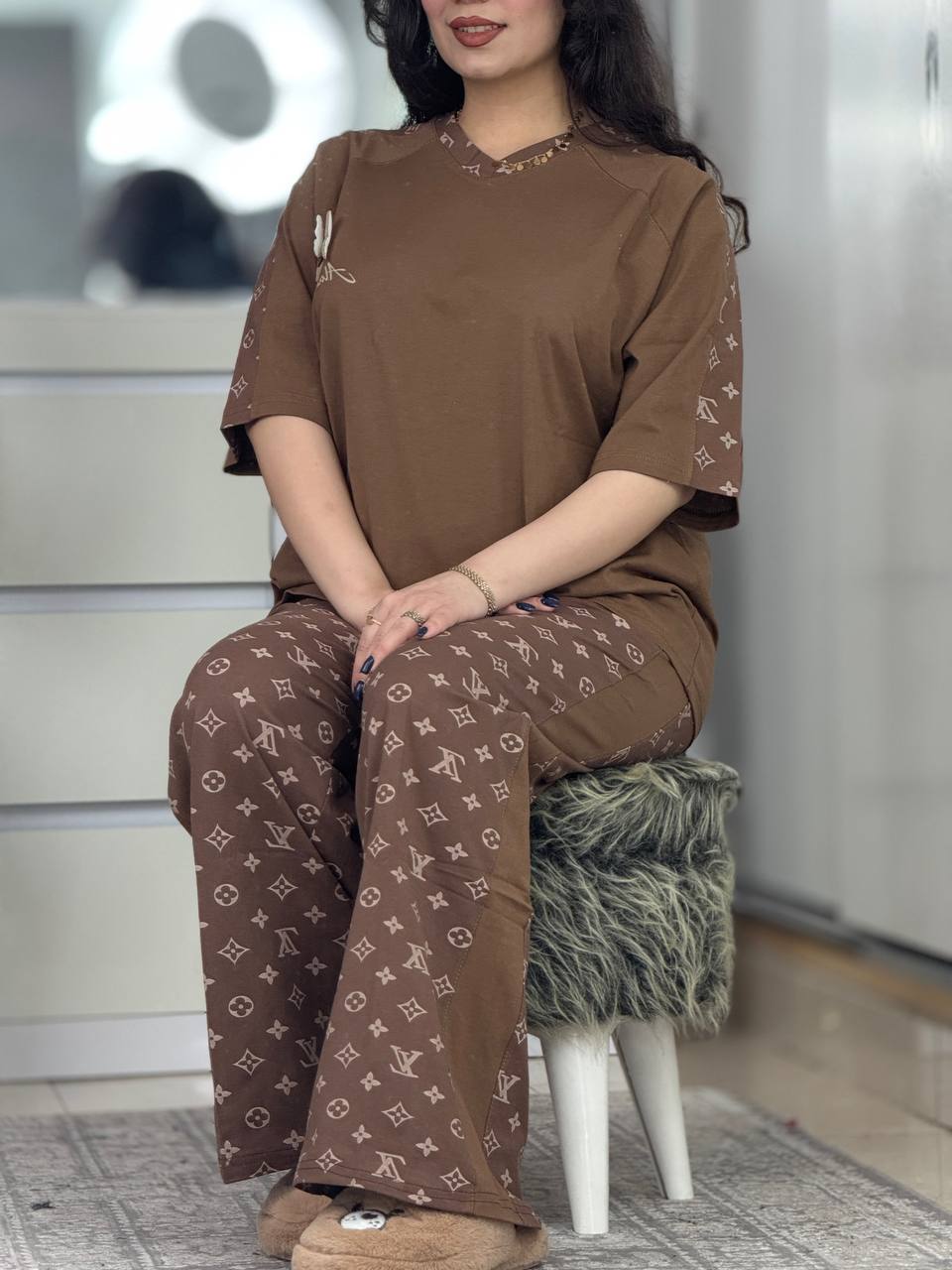 ست یقه هفت کاکائویی کد 6580