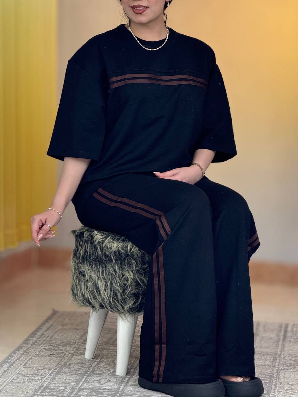 ست بگی مشکی دوخط  کد 29459