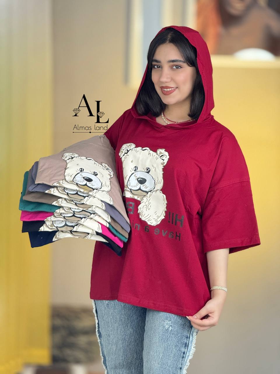 تیشرت کلاهدار خرسی کد 29422