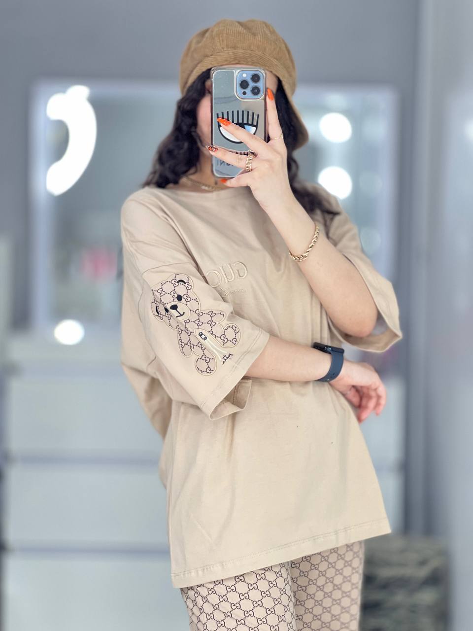 ست گوچی استین خرسی نسکافه ای کد 6389