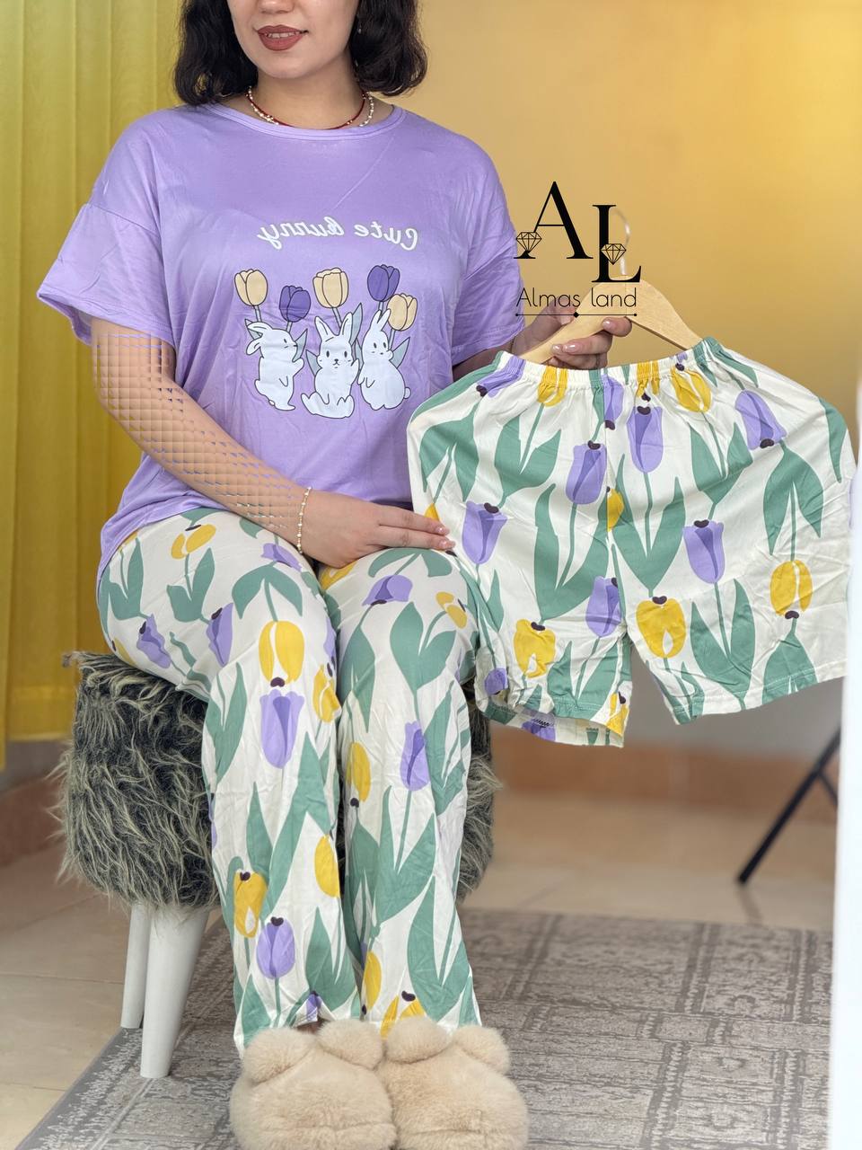 ست سه تیکه خرگوش یاسی کد 29396