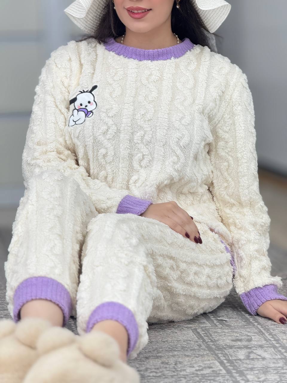 ست حوله ای نوار یاسی کد 6220