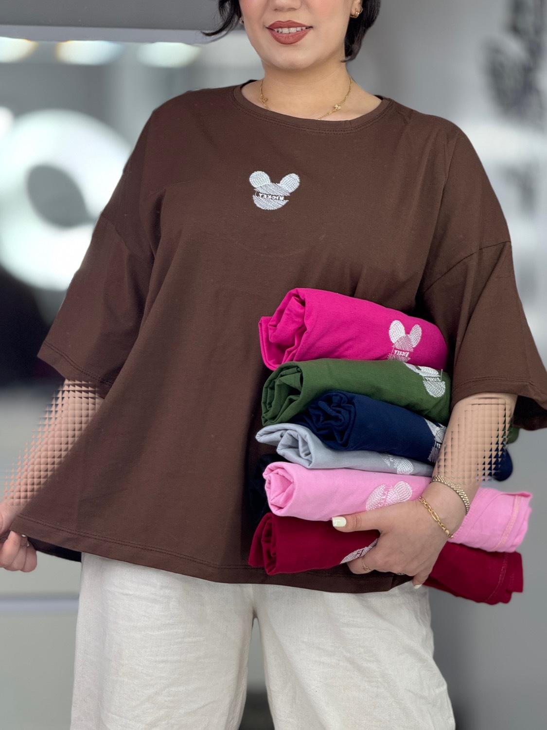 تیشرت باکسی گلدوزی میکی موس کد 42683
