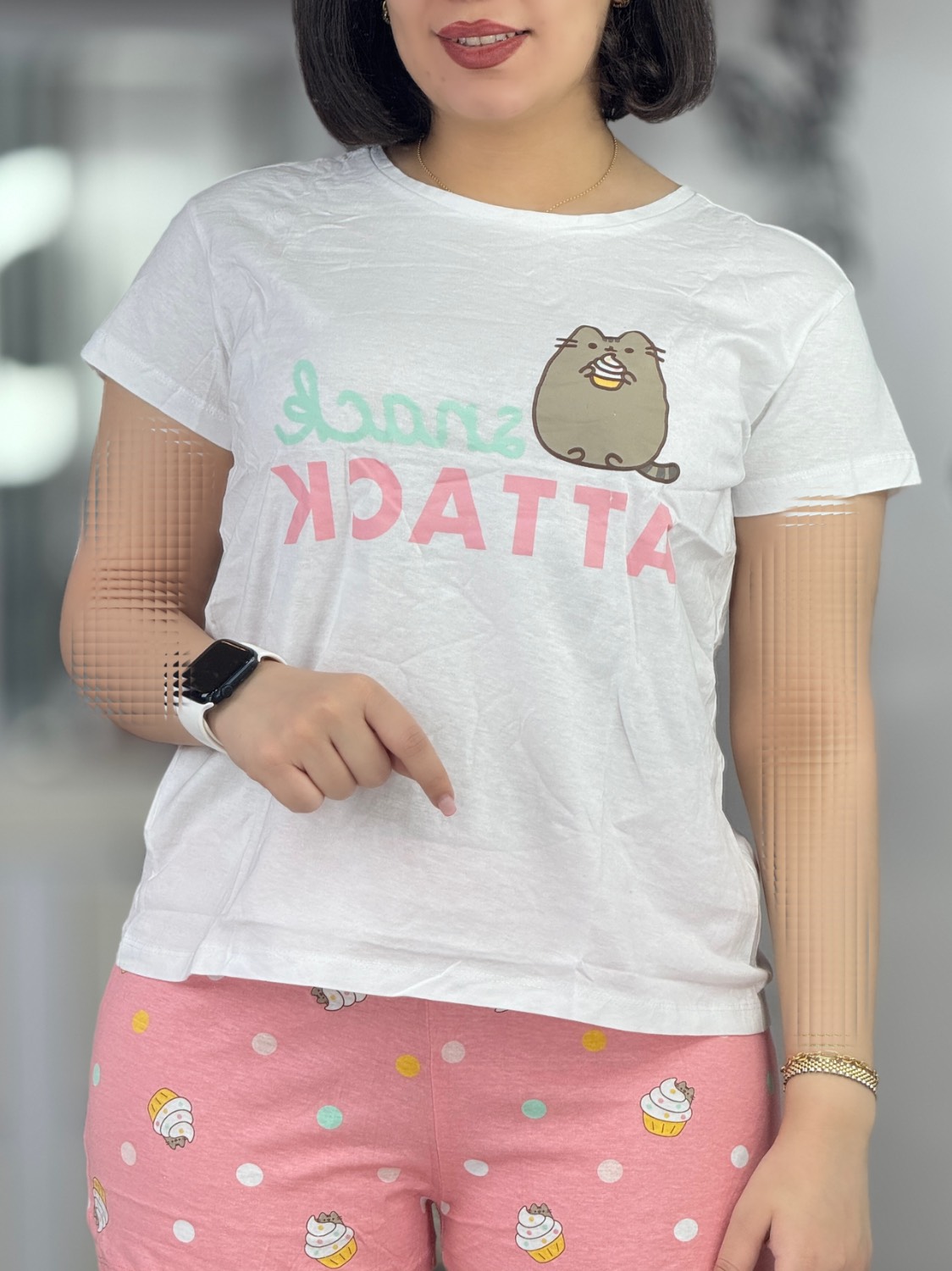 ست تیشرت شورتک گربه و بستنی کد 42628