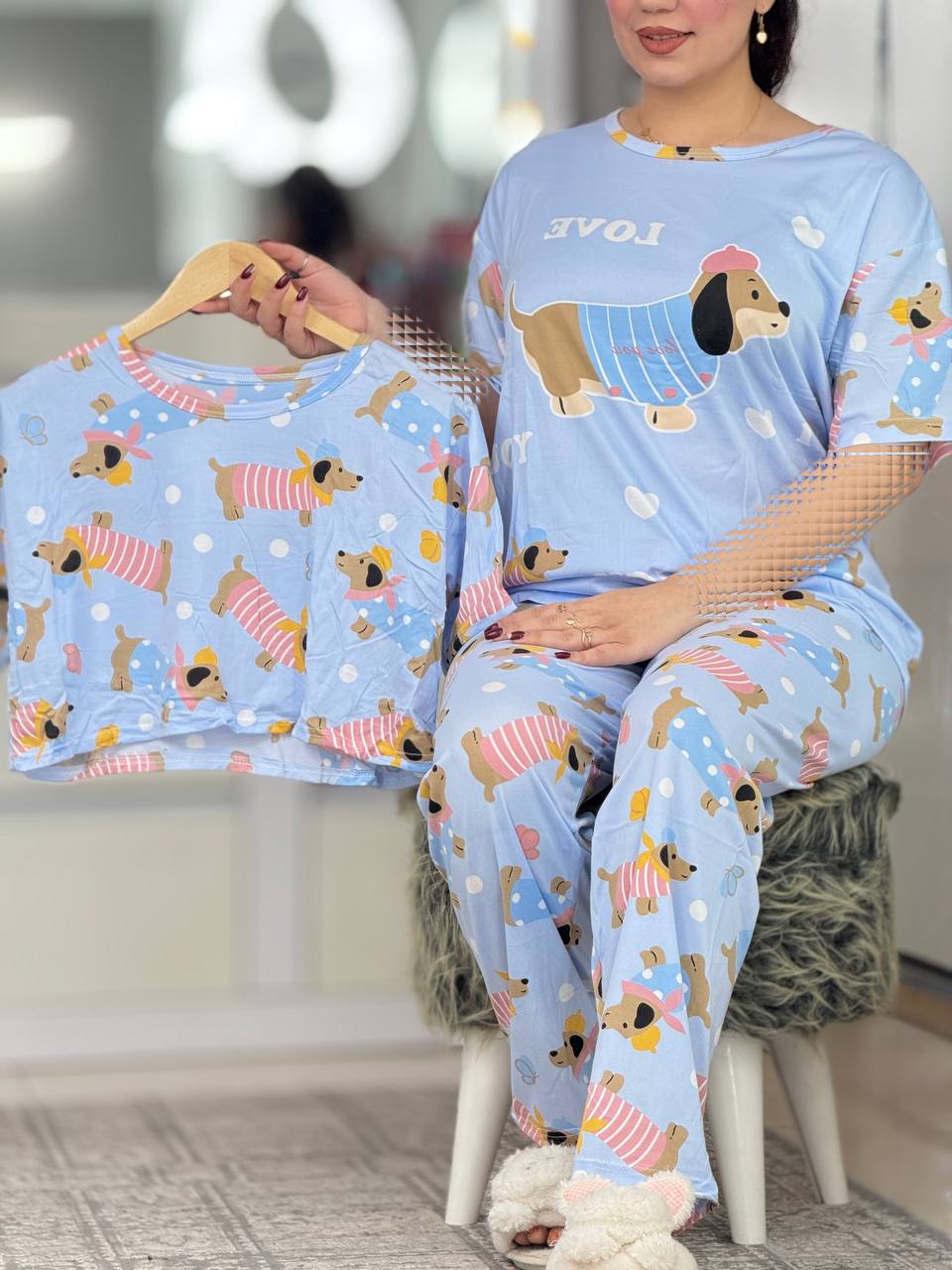 ست سه تیکه سگ ابی کد 6433