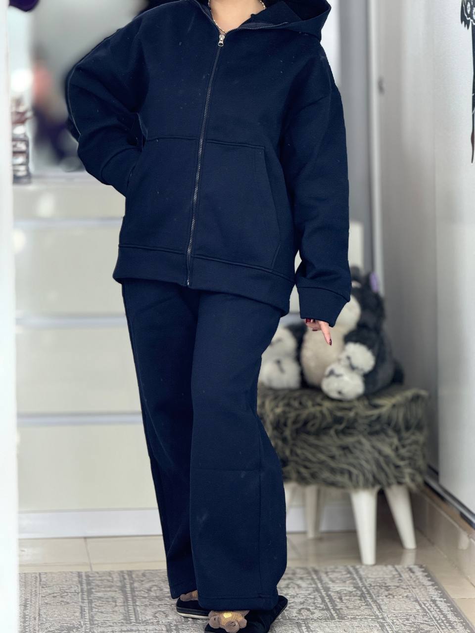 ست سوییشرت شلوار ساده داخل کرک کد 6329