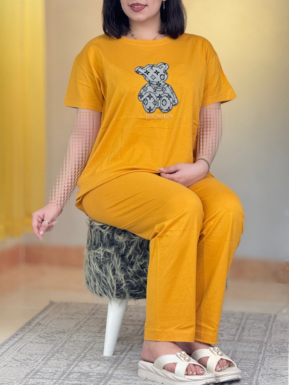 ست تیشرت شلوار زرد کد 29453