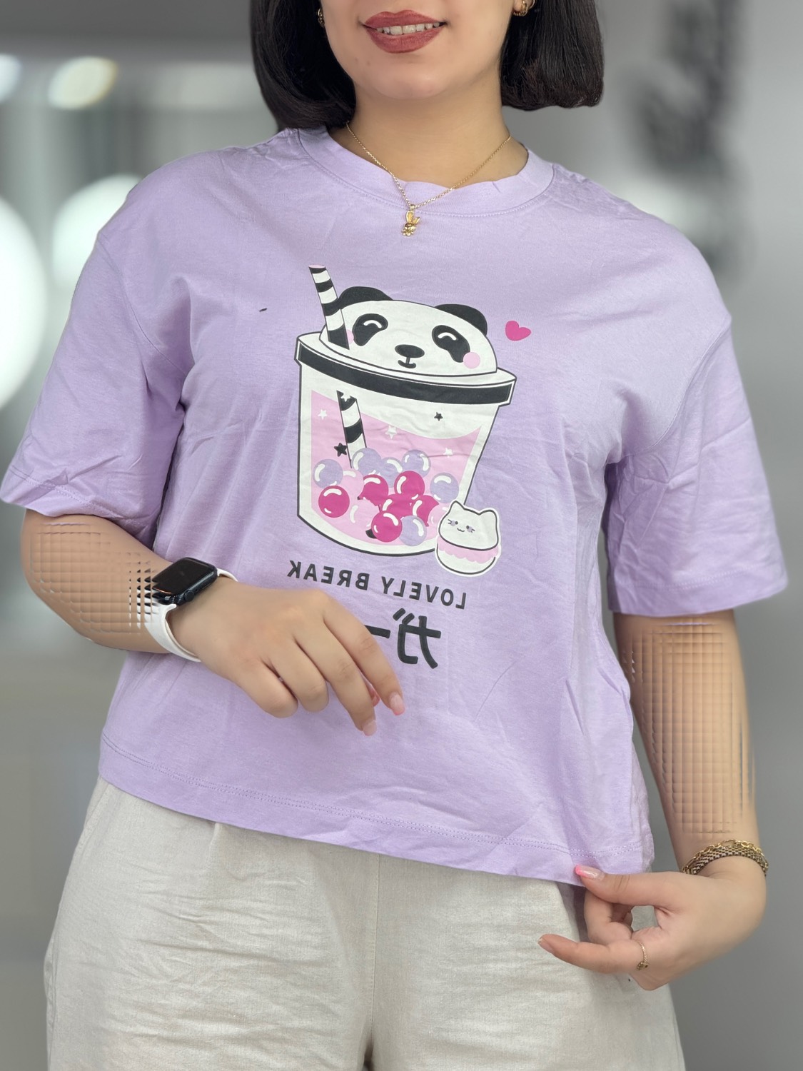 تیشرت کراپ یاسی کد 42637