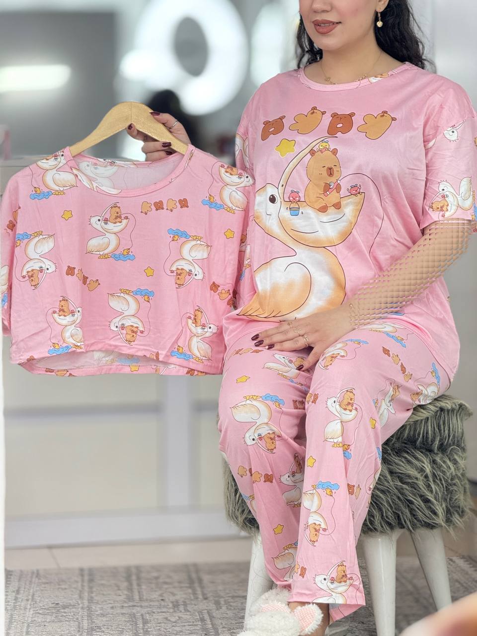 ست سه تیکه خرس صورتی کد 6427