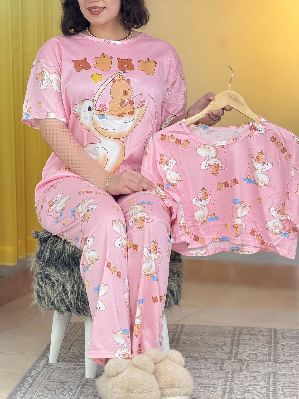ست سه تیکه خرس صورتی کد 6427