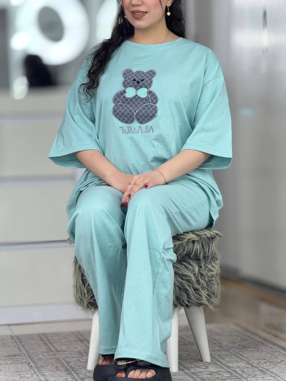 ست گوچی خرس پاپیون شلوار ساده 5885