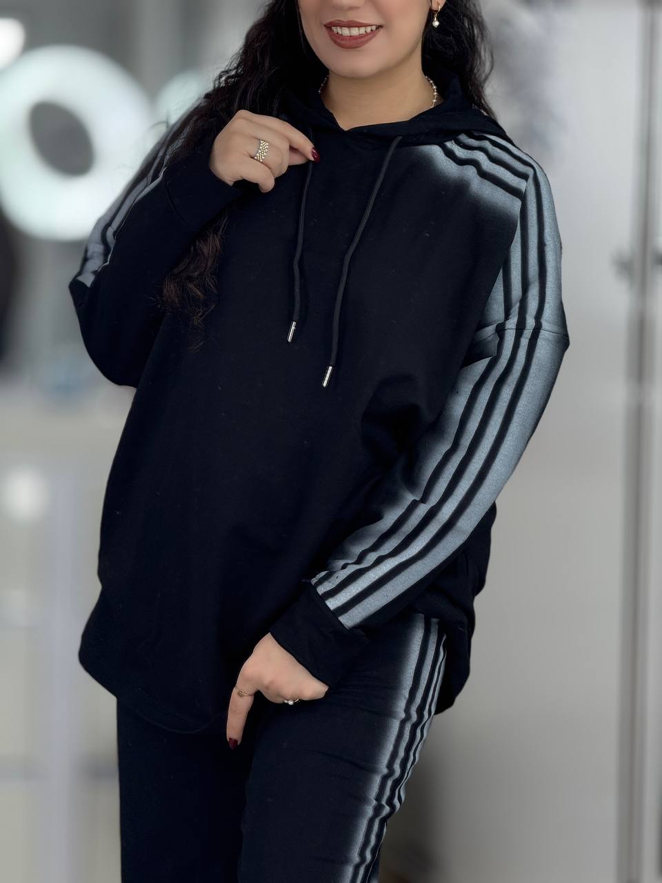 ست استین بلند کلاهدار سه خط کد 6330