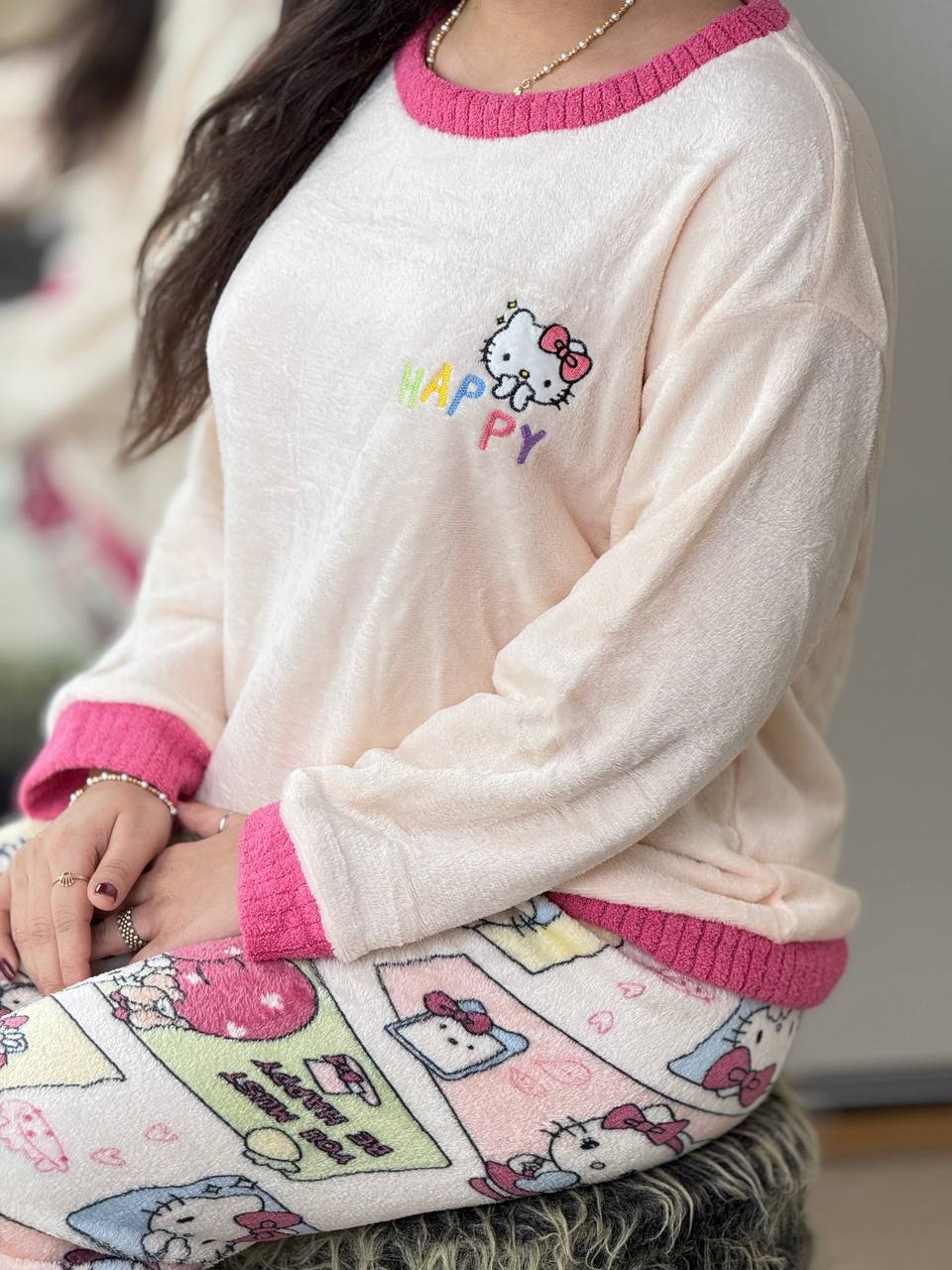 ست حوله ای کیتی نوار سرخابی کد 6362